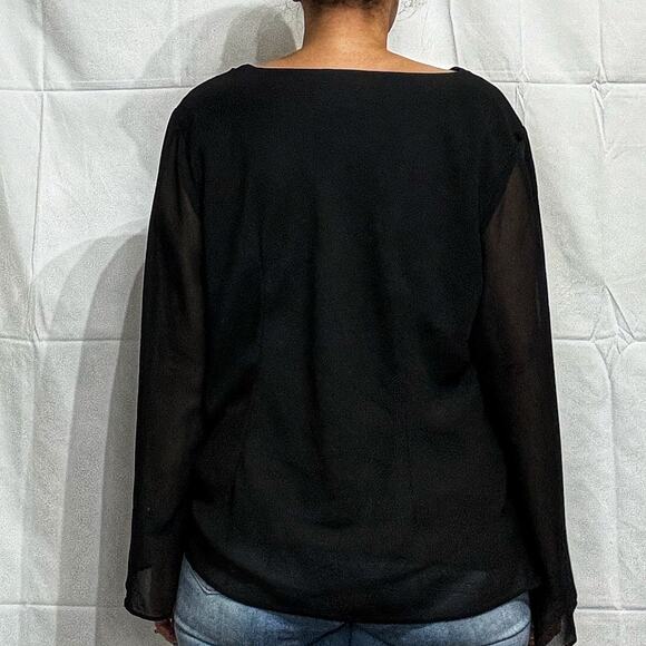 Dana Kay Black Cowl Neck Flowy Evening Blouse Sz 18W - Picture 9 of 11